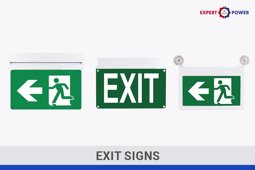 Exit signs for Saudi Arabia – pictogram, text, and integrated emergency lighting